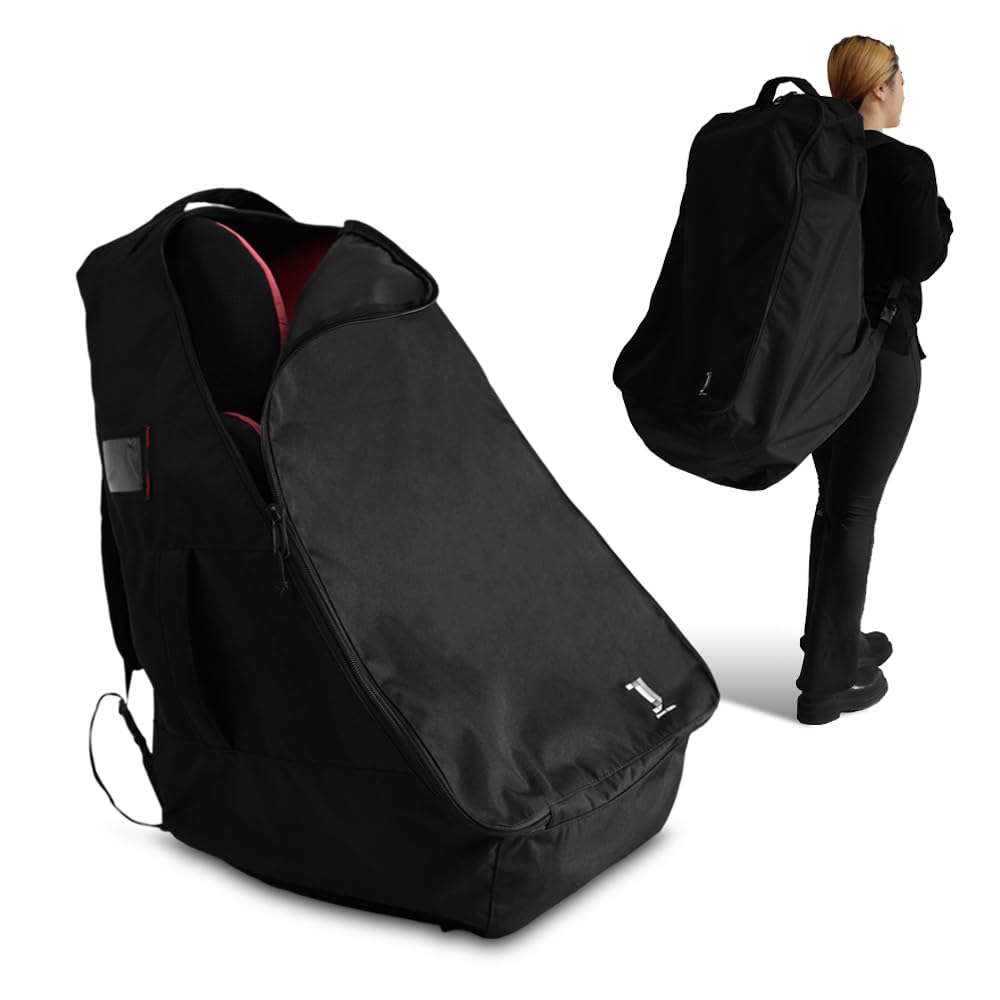 Jenen Jnzen Car Seat Travel Bag Car Seat Travel Backpack Padded Car Seat Travel Bag Car Seat Travel Bag for Airplane Car Seat Bags For Air Travel (black)