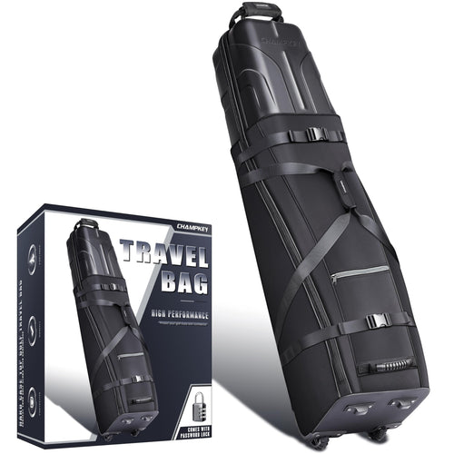 CHAMPKEY Premium Golf Travel Bag - Golf Travel Bag Hard Case Top - Premium Oxford Fabric Golf Travel Bags for Airlines - Oversized Travel Wheels Golf Travel Case（Bag with Support System）