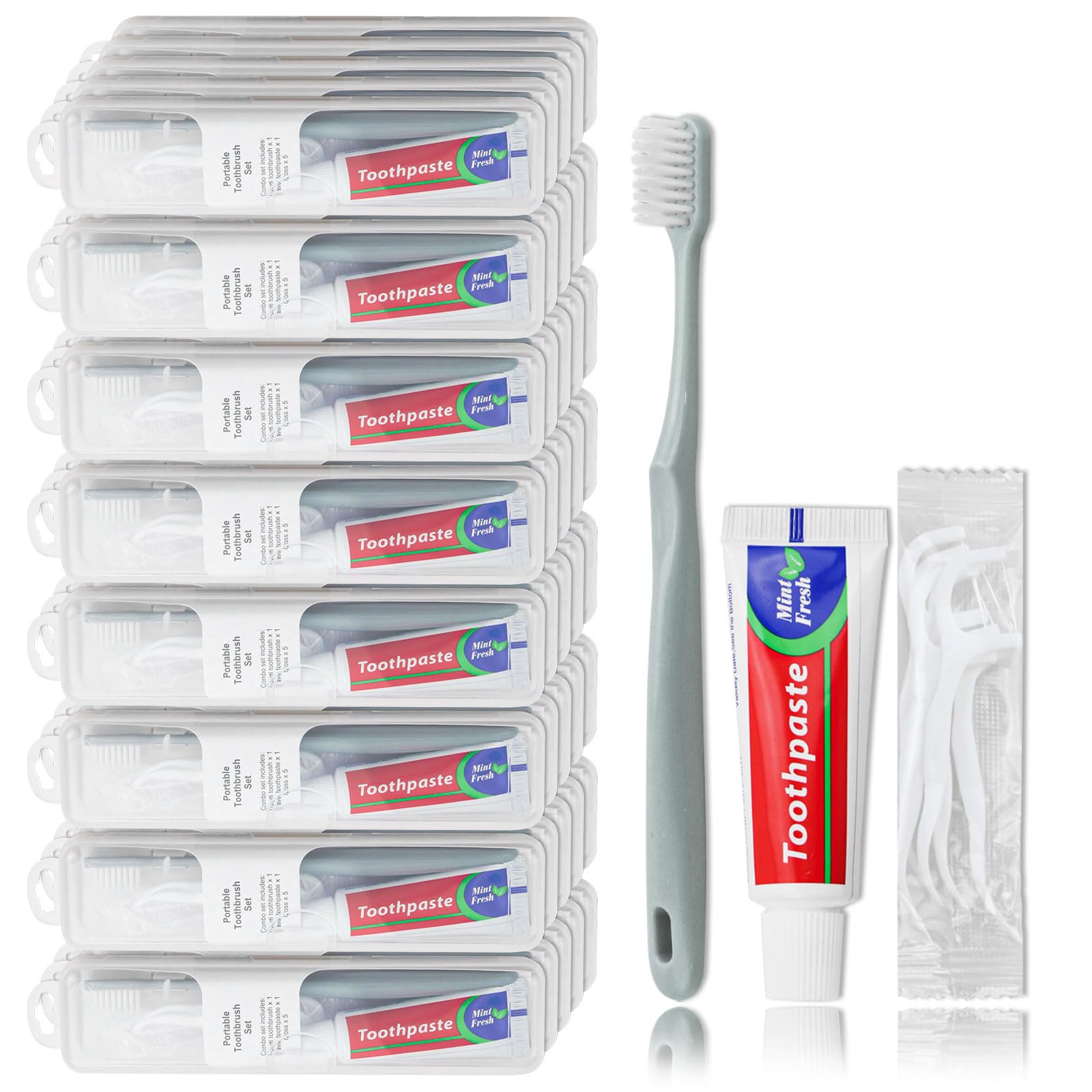 Lilingsty Travel Toothbrushes Toothbrush Travel Toothbrush Travel Kit with 5 Floss Picks Travel Toothbrush Holder Individually Packaged Suitable for Home Travel Hotel (20-Pack)